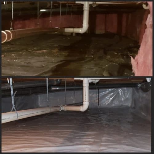Vapor barrier installation in crawlspace