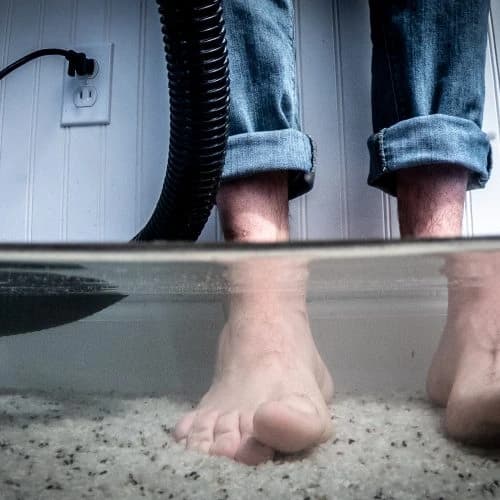 Basement water intrusion requiring exterior waterproofing